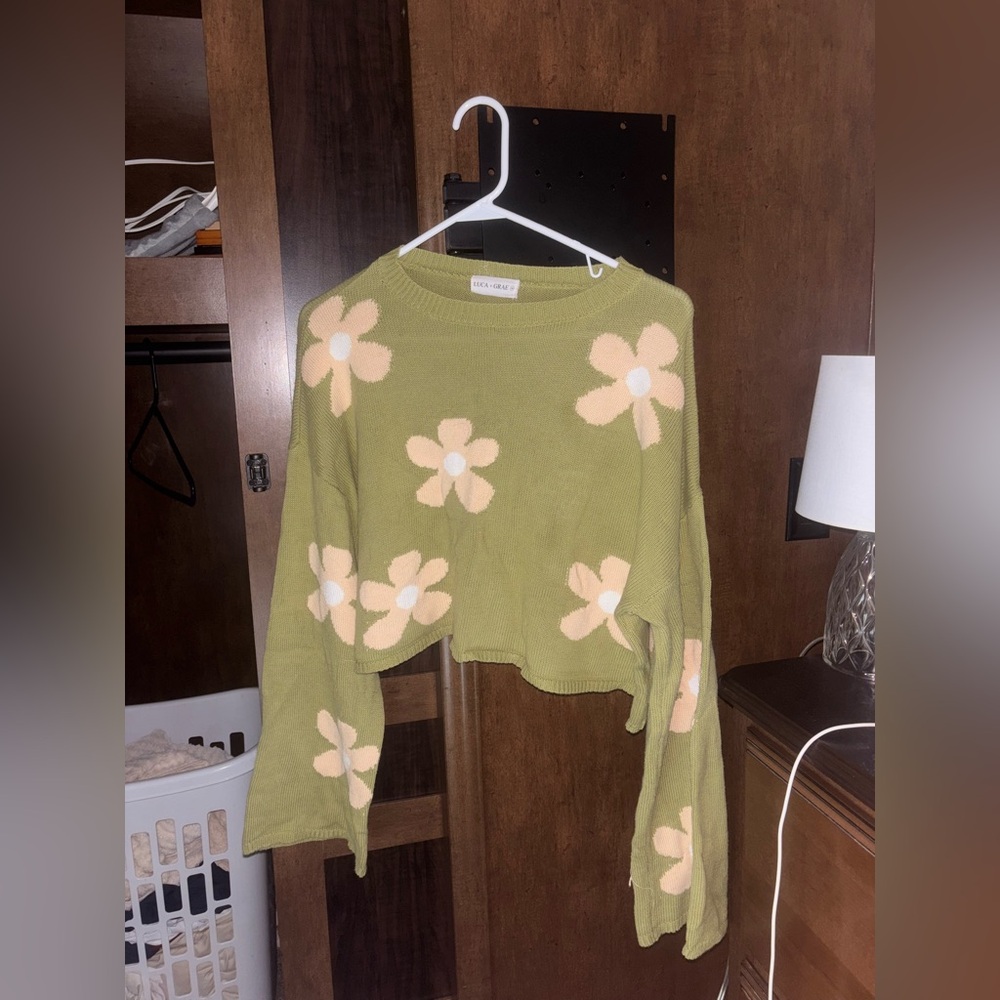 Luca & Grae green, floral, sweater